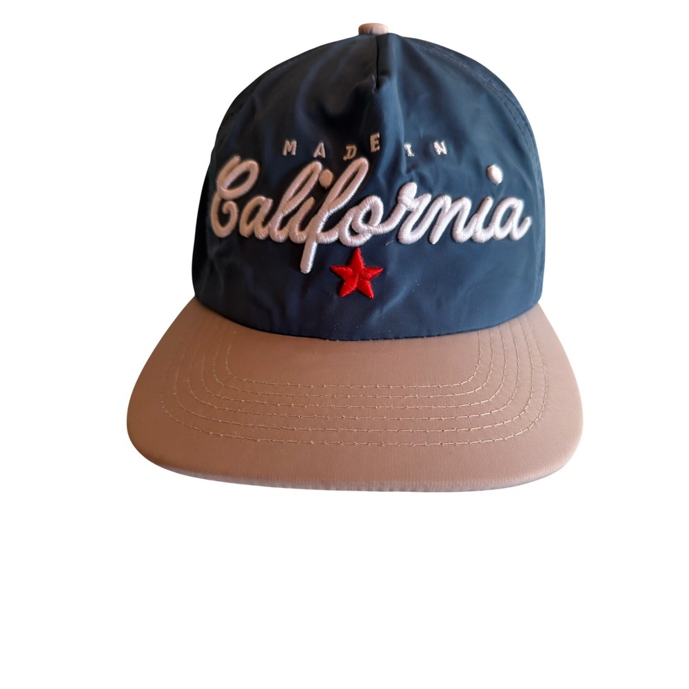 LA‎ Snapback Hat Navy Blue Made in California Nylon Bear Logo Cap